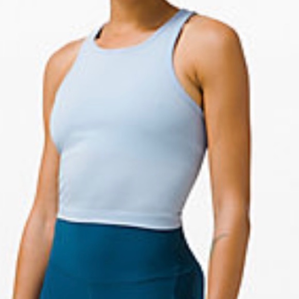 Lululemon Ebb to Street cropped tank in light blue
